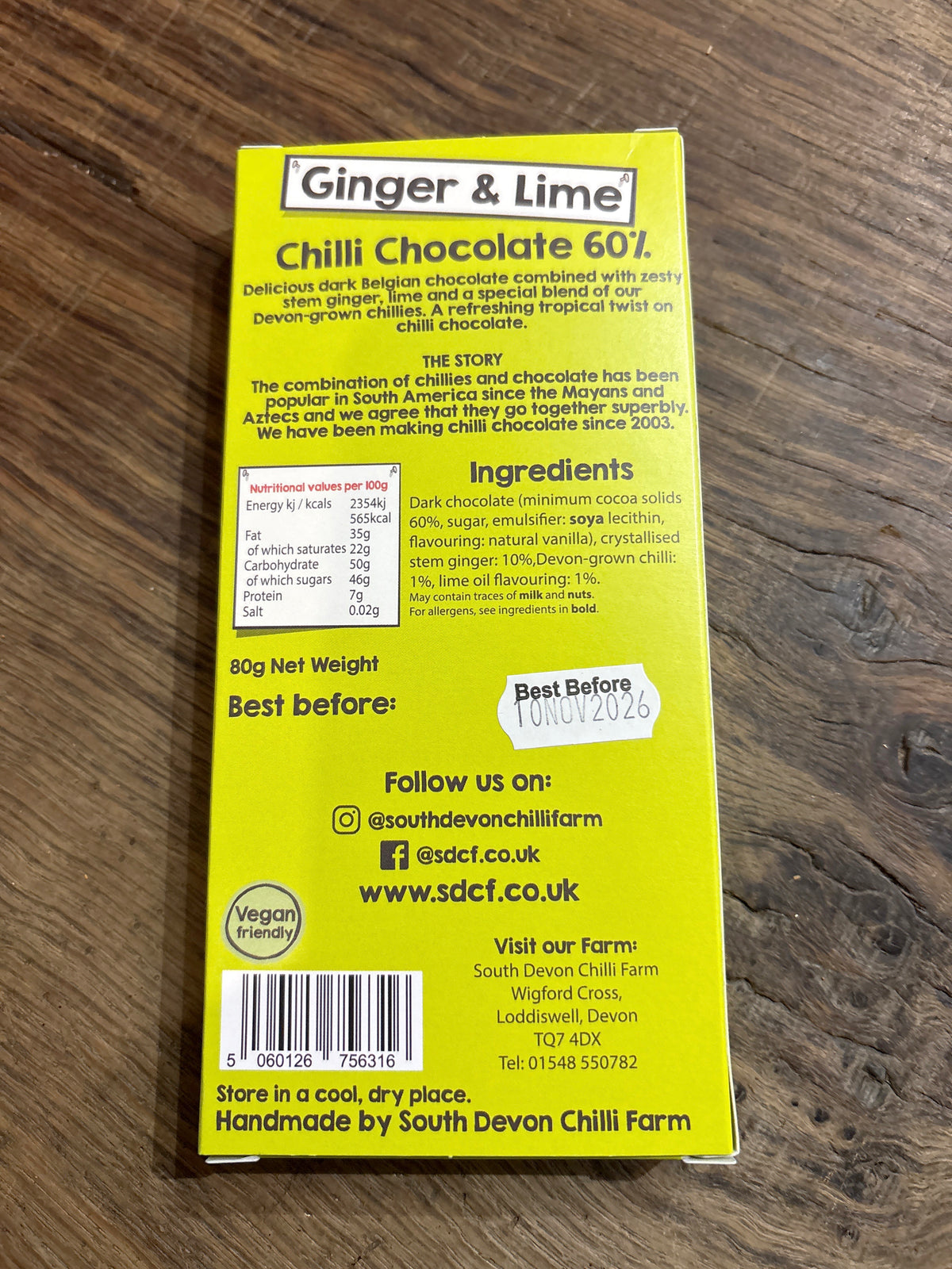 South Devon Ginger & Lime Chilli Chocolate